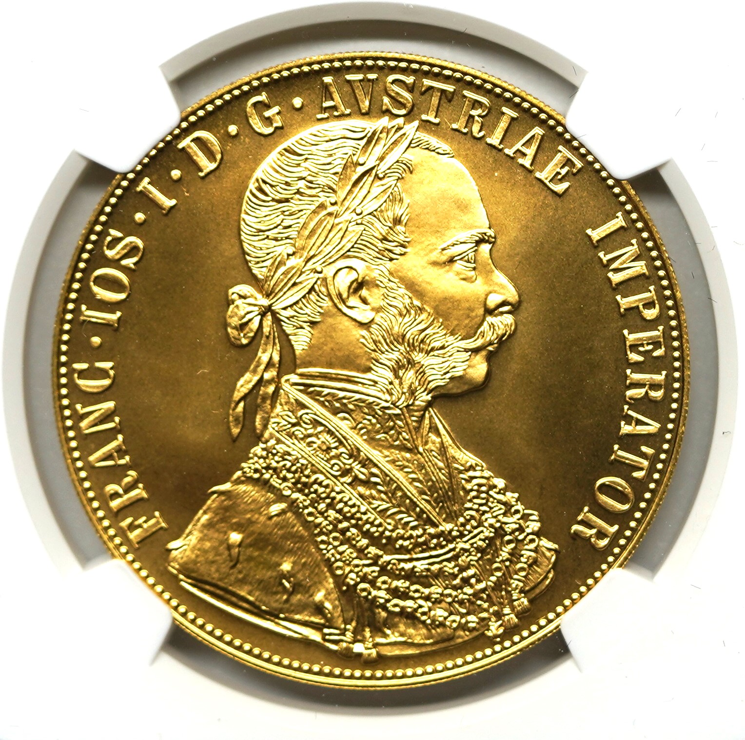 MS69 1915年 オーストリア 4ダカット 金貨 フランツ ヨーゼフNGC Sold】1915年 フランツ・ヨーゼフ1世 4ダカット金貨 リストライク MS69